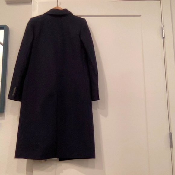 J Crew Double-Breasted Topcoat in Italian Wool-Cashmere in Navy Size 00 - Picture 3 of 3